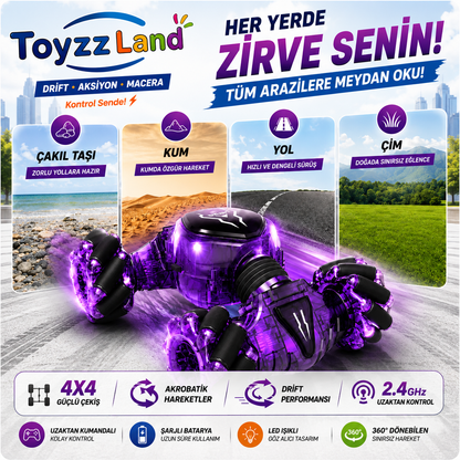 ToyzzLand Şarjlı 4x4 Uzaktan Kumandalı Drift Araba