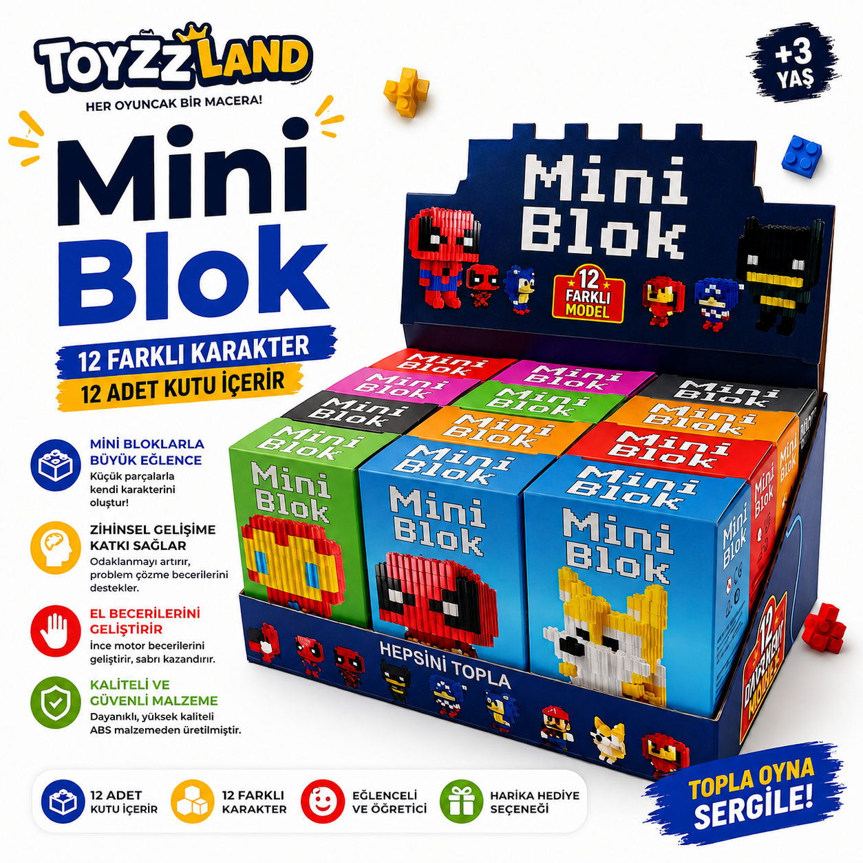 Toyzzland 12 Farklı Karakter Mini Blok Seti