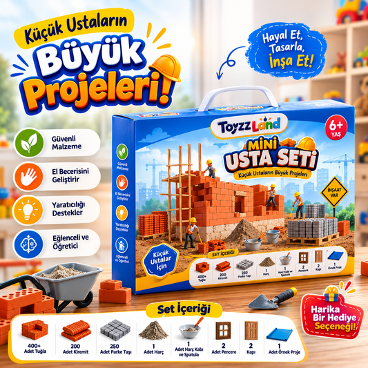 Mini Usta Yapı Seti – Gerçek Tuğlalı İnşaat Oyuncağı