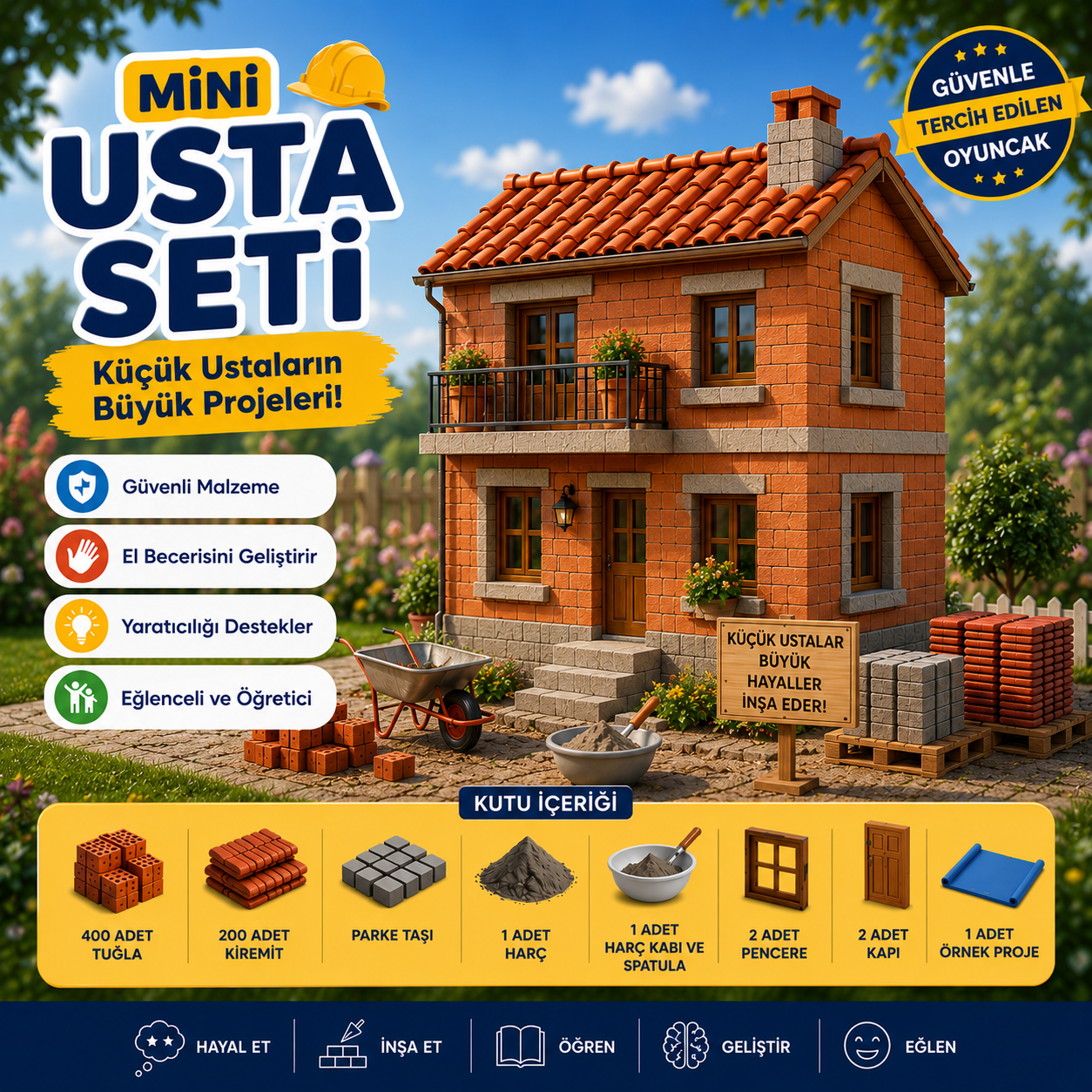 Mini Usta Yapı Seti – Gerçek Tuğlalı İnşaat Oyuncağı