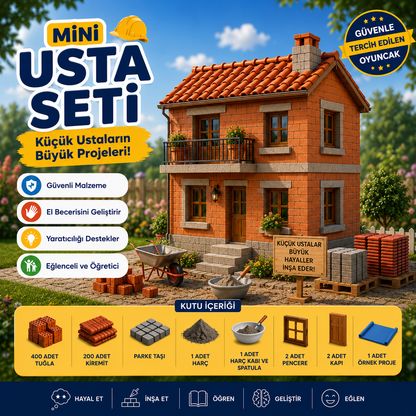 Mini Usta Yapı Seti – Gerçek Tuğlalı İnşaat Oyuncağı
