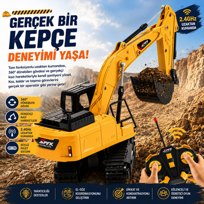 Uzaktan Kumandalı Şarjlı 360° Dönebilen Işıklı Ekskavatör Kepçe
