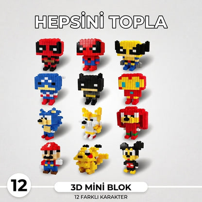 Toyzzland 12 Farklı Karakter Mini Blok Seti